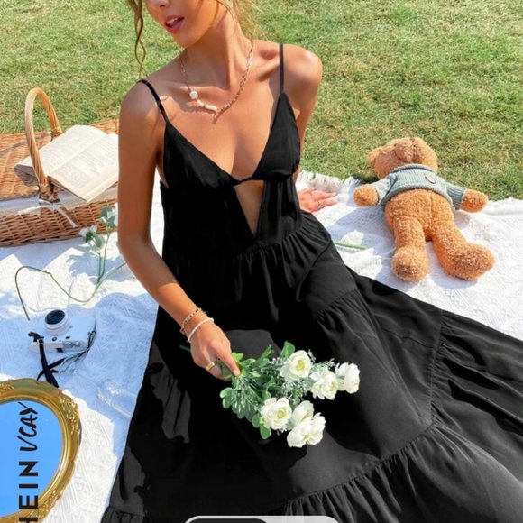 SHEIN VCAY Cut Out Front Ruffle Hem Cami Dress - Picture 4 of 5